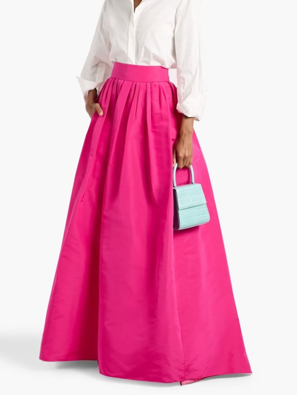 Carolina Herrera Women Pink Pleated silk-faille maxi Ball Skirt NWT $3990